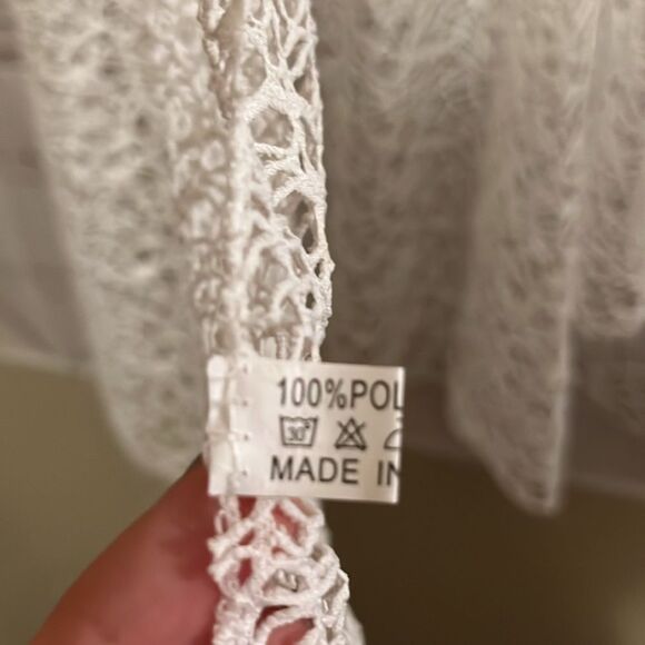 Jovie White Micro Lace Kimono Swimsuit Cover up with Drawstring Waist - Picture 4 of 9